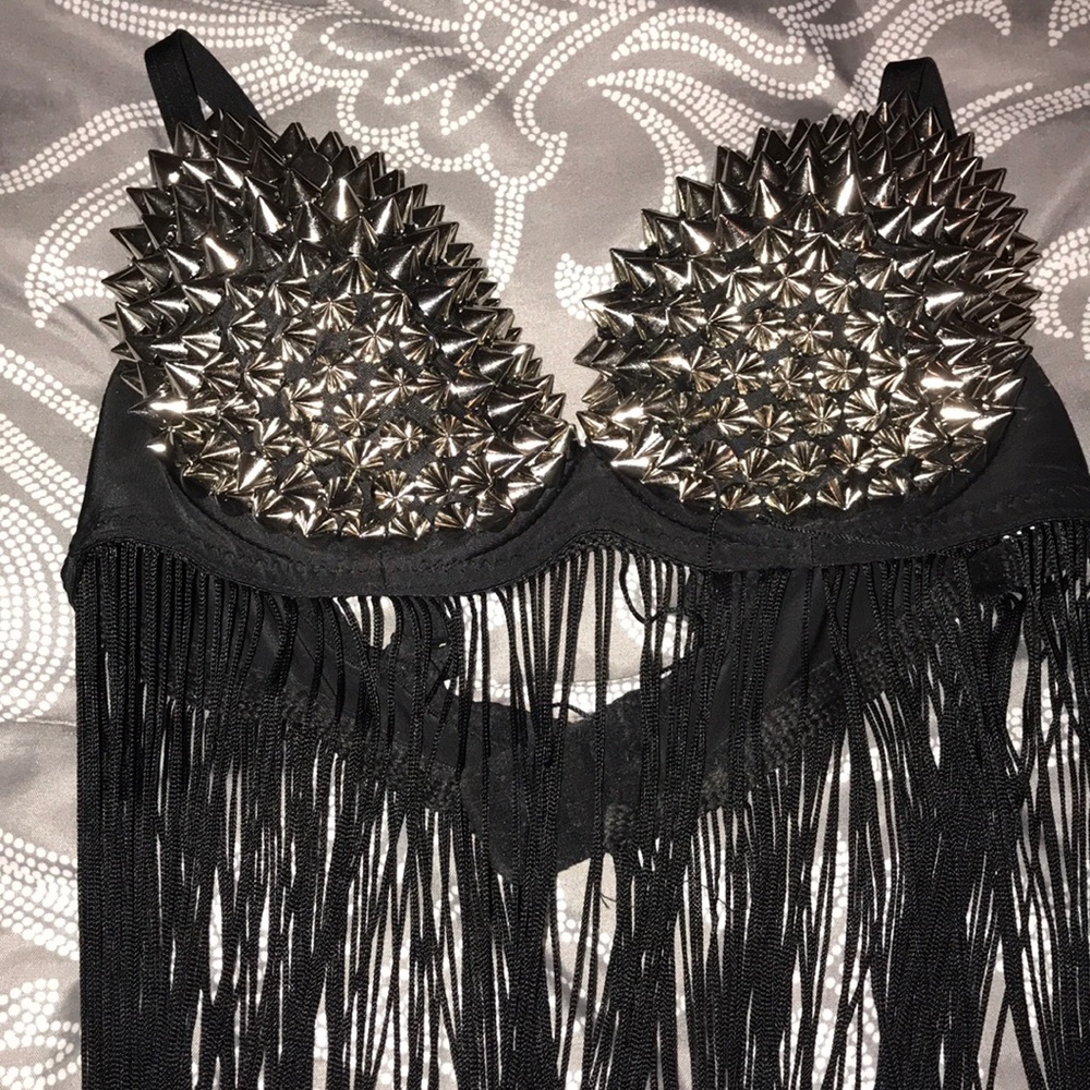Spiked Bra with Long Frindge